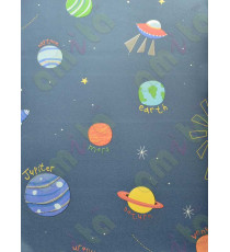Green yellow blue orange all planets astronaut ship kids home décor wallpaper